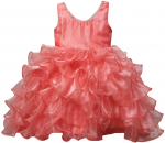 GIRLS RUFFLE DRESSES W/TAIL (CORAL) 0515742